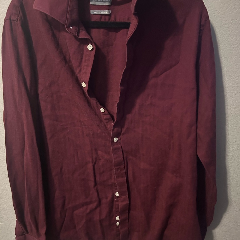 Men's Burgundy Michael Kors Button Up Shirt
